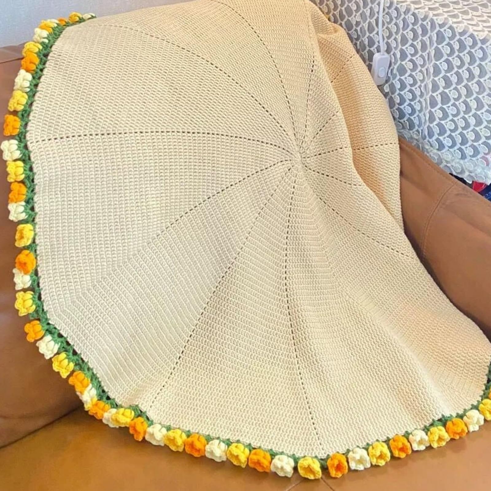 Amazon.com: zzpdnjt Crochet Flower Blanket, Handmade Knitted